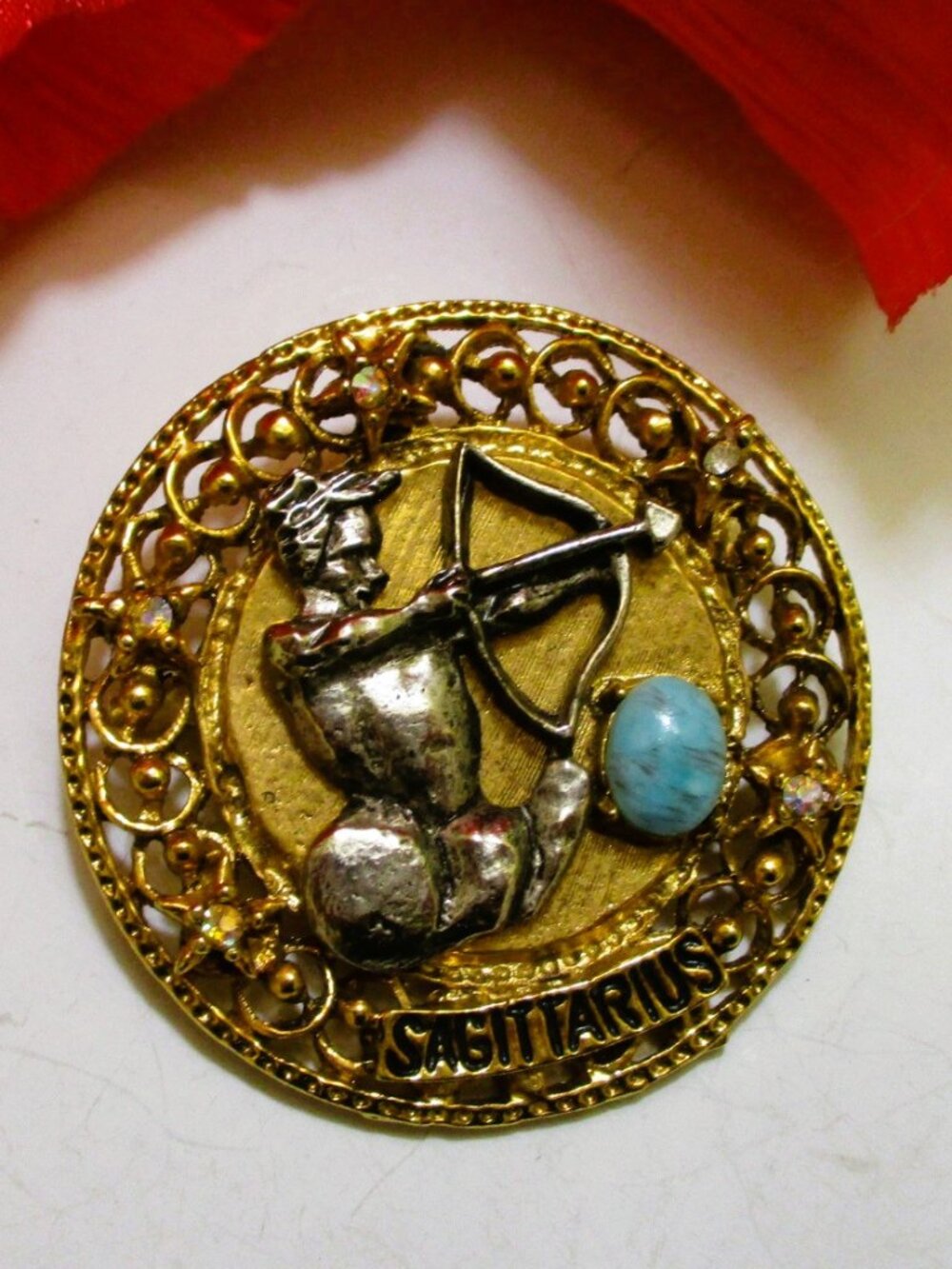 ART-MODE Sagittarius Zodiac Brooch ~ VINTAGE Greek Mythological Centaur
